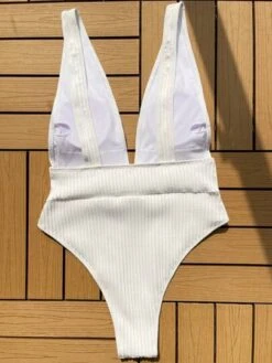 Solid Plunging One Piece Swimsuit