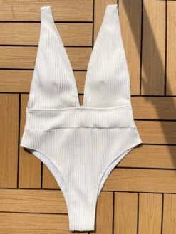 Solid Plunging One Piece Swimsuit -Shein Clothing Store 168111403259772a63bb87101cc87cfaa2c4a7a35f thumbnail 405x552
