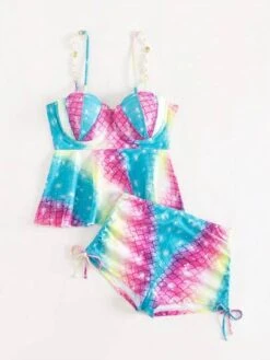 Fish Scales Print Push Up Shorts Bikini Swimsuit -Shein Clothing Store 16811985683729077b5b8fab127fae07190821117a thumbnail 405x552