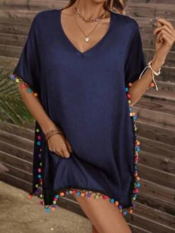 Pom Pom Batwing Sleeve Cover Up -Shein Clothing Store 168122100560c7d6ce3b9aa4a6bc9ca01daab74d6c thumbnail 405x552