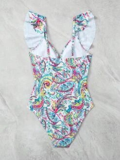 Paisley Print Ruffle Trim One Piece Swimsuit -Shein Clothing Store 16816939377def7a97d530d6435628a41fb9927459 thumbnail 405x552