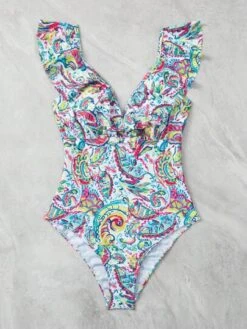 Paisley Print Ruffle Trim One Piece Swimsuit -Shein Clothing Store 16816939427f26703ef407c773491fae4ecd1ff6fa thumbnail 405x552