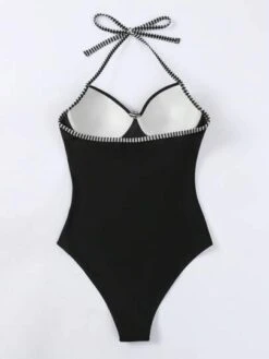 Striped Binding Ruched Push Up One Piece Swimsuit