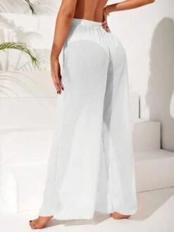 Solid Sheer Mesh Cover Up Pants