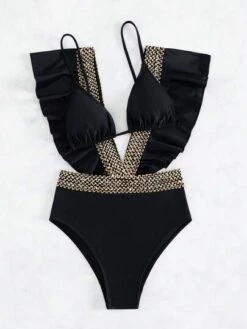 Ruffle Trim Plunging One Piece Swimsuit -Shein Clothing Store 1682041213a7e7025d25499079b8df2eafe4f4b396 thumbnail 405x552