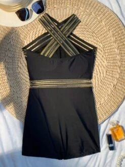 Contrast Mesh Criss Cross One Piece Swimsuit -Shein Clothing Store 16821447278cc5899a66150331db4c0ae9f4ea62c6 thumbnail 405x552