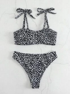 Dalmatian Tie Shoulder Bikini Swimsuit