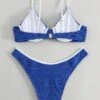Contrast Binding Underwire Bikini Swimsuit