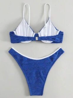 Contrast Binding Underwire Bikini Swimsuit