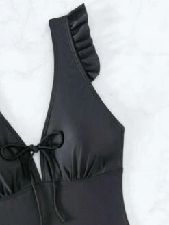 Ruffle Trim Tie Front Ruched Bust One Piece Swimsuit -Shein Clothing Store 1682386829c88a7b48a6ffefe10a8ff9c7277834cc thumbnail 405x552