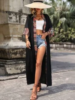 Geo Print Batwing Sleeve Open Front Kimono -Shein Clothing Store 1682392433e6311140027dbd609feca9dc845a2072 thumbnail 405x552