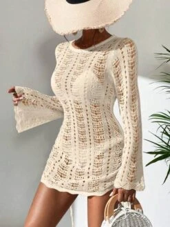 Hollow Out Drawstring Side Cover Up Dress Without Bikini Set -Shein Clothing Store 1682417095b01e2097d3d67146b494a3cbfe6fef4f thumbnail 405x552