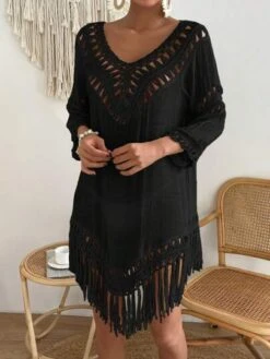 Hollow Out Fringe Hem Cover Up Dress -Shein Clothing Store 16825833170b767940d883672f85f6bbab81a3f02c thumbnail 405x552