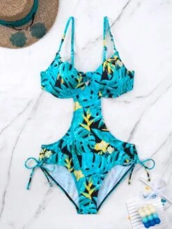 Tropical Print Cut Out Tie Side One Piece Swimsuit -Shein Clothing Store 1682592248ffdb17bcc7e52df4d28738d87429ac2a thumbnail 405x552