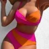 Color Block Push Up High Waisted Bikini Swimsuit