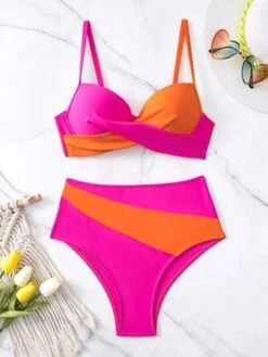 Color Block Push Up High Waisted Bikini Swimsuit -Shein Clothing Store 1682661019053459a20cb3fda0f9e545930577a3dd thumbnail 405x552