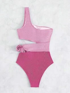 Two Tone Cut Out Knot Side One Shoulder One Piece Swimsuit -Shein Clothing Store 1682990467a654467506048cf8e8d99fb34b8460a9 thumbnail 405x552