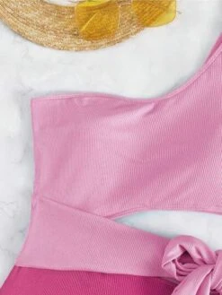 Two Tone Cut Out Knot Side One Shoulder One Piece Swimsuit -Shein Clothing Store 1682990471cc7ea1254ae9065ac4c3c1615efbefe4 thumbnail 405x552