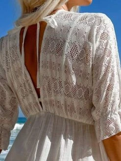 Solid Tie Back Flounce Sleeve A-line Dress -Shein Clothing Store 1682991607b060b881969ac3903c1ea8f2230688f0 thumbnail 405x552