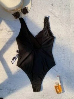 Palm Tree Print Knot Side One Piece Swimsuit -Shein Clothing Store 16830112022cfd0b71fcb16686e8807ee4d15b3902 thumbnail 405x552