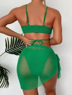 Smocked Bikini Swimsuit With Beach Skirt