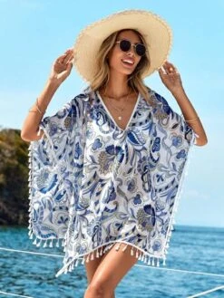 SHEIN Paisley Print Tassel Trim Batwing Sleeve Cover Up -Shein Clothing Store 1683185844234c2ab547204668c0803cb29e2190d2 thumbnail 405x552