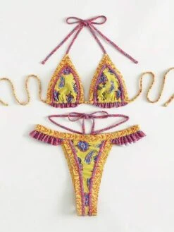 Geometric & Paisley Print Bikini Set Frill Trim Triangle Bra Top & Thong 2 Piece Bathing Suit -Shein Clothing Store 1683194135b1afe7e42b436dee422b38e44d8691cc thumbnail 405x552