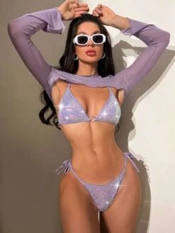 Sequin Halter Triangle Bikini Swimsuit With Cover Up -Shein Clothing Store 1683538030f3d5278e445fc0a573af1443a66853f3 thumbnail 405x552