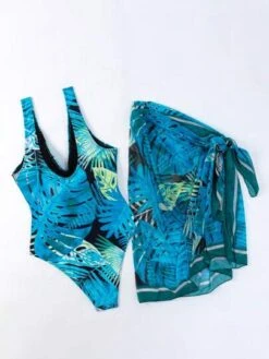 Tropical Print One Piece Swimsuit With Cover Up -Shein Clothing Store 1683612446d07f2b3d447c6dbb397f66fe189d2252 thumbnail 405x552
