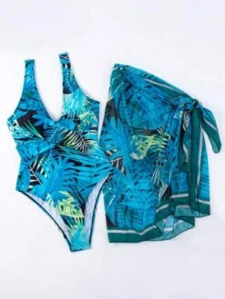 Tropical Print One Piece Swimsuit With Cover Up -Shein Clothing Store 16836124484aeac38a18f0485a8c0e9a1312eebcea thumbnail 405x552