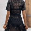 Knit Mix Solid Hollow Out Cover Up Dress