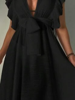 Ruffle Trim Belted Cover Up Dress -Shein Clothing Store 168385591040299e1c0d065444bb540be69d92d71f thumbnail 405x552