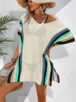 Striped Pattern Batwing Sleeve Cover Up Dress Without Bikini -Shein Clothing Store 1683876945e81e8d06fe1b61d8b81140cb2892953d thumbnail 405x552