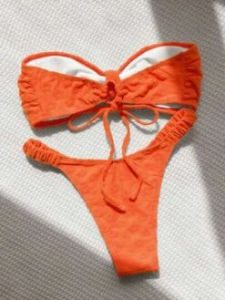 Drawstring Bandeau Bikini Swimsuit