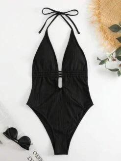 SHEIN Plunging Neck Tie Back One Piece Swimsuit -Shein Clothing Store 1684113536d3acdb2c74780a15cf1d974a4f900f78 thumbnail 405x552