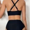 SHEIN DD+ Colorblock High Waisted Bikini Swimsuit