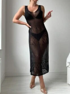 Hollow Out Split Thigh Cover Up Dress Without Bikini Set -Shein Clothing Store 168449002608210eb01f67dd6caf24398263e56c5f thumbnail 405x552