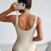 Plain Rib One Piece Swimsuit