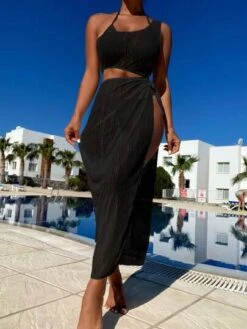 Cut Out Knot Side One Shoulder Slit Thigh Cover Up Dress Without Bikini -Shein Clothing Store 16847193215d30f44cbd2e1d83e4819cfb10702ec0 thumbnail 405x552