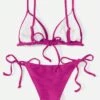 Solid Triangle Tie Side Bikini Swimsuit