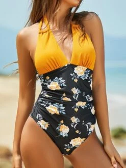 Floral Print Ruched Halter One Piece Swimsuit -Shein Clothing Store 168472690159cb92d8fd44be06897045afa33bbde3 thumbnail 405x552
