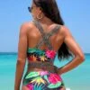 Tropical Print Push Up Bikini Swimsuit