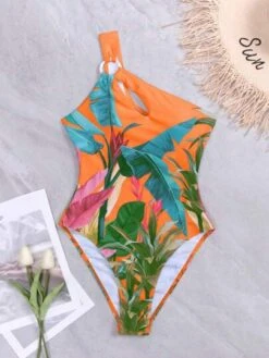 Tropical Print Ring Linked One Shoulder One Piece Swimsuit -Shein Clothing Store 1684750375fcb2f215d26767df1cf4b382b8456aa4 thumbnail 405x552