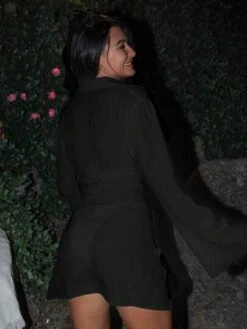 Solid Tie Front Kimono