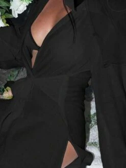 Solid Tie Front Kimono -Shein Clothing Store 168489204507c427633f5187110bebbb75a29f59dc thumbnail 405x552