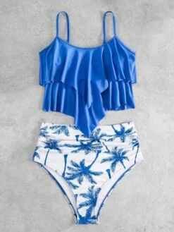 Tropical Print Ruffle Hem Ruched Bikini Swimsuit -Shein Clothing Store 16849056051b81a6a0941da71c1424d32917335efe thumbnail 405x552