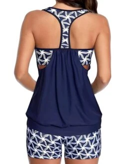 Geometric Print Shorts Bikini Swimsuit