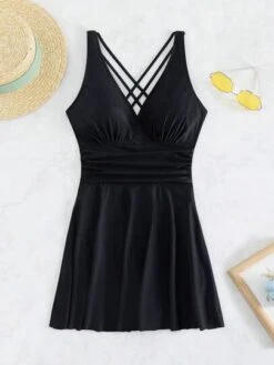 Criss Cross Ruched Ruffle Hem One Piece Swimsuit -Shein Clothing Store 1685005326e61e71e55b58f2d80cbf9eded137dfb4 thumbnail 405x552