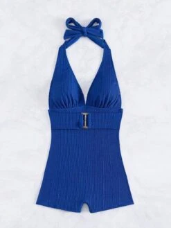 Solid Halter Neck Backless One Piece Swimsuit -Shein Clothing Store 168506601156592cf396257d0bef043c93f721dfea thumbnail 405x552