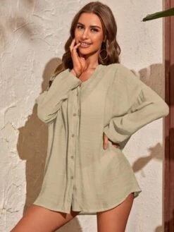 SHEIN Solid Button Front Drop Shoulder Kimono -Shein Clothing Store 1685069140dfa966f0122dd8dd2a90f060e5fb12a9 thumbnail 405x552